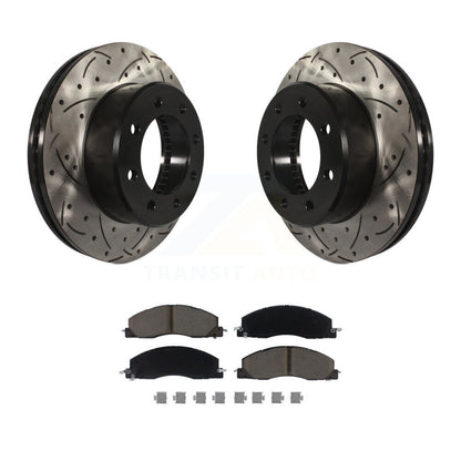 Drilled Slot Disc Brake Rotor Ceramic Pad Front Kit For Ram 3500 2500 1500 Dodge