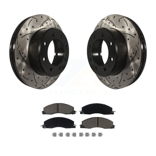 Drilled Slot Disc Brake Rotor Ceramic Pad Front Kit For Ram 3500 2500 1500 Dodge