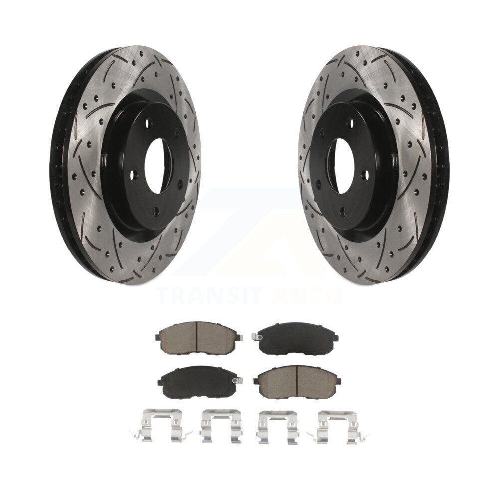 Drilled Slot Brake Rotors Ceramic Pad Front Kit For 2007-2012 Nissan Sentra SE-R