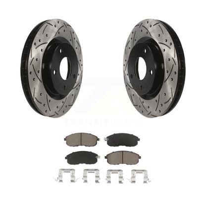 Drilled Slot Brake Rotors Ceramic Pad Front Kit For 2007-2012 Nissan Sentra SE-R