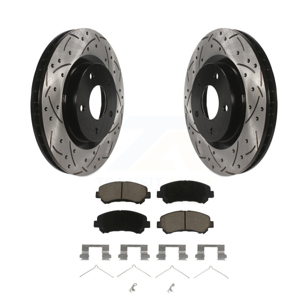 Coated Drill Slot Disc Brake Rotor Ceramic Pad Front Kit For Nissan Rogue Select