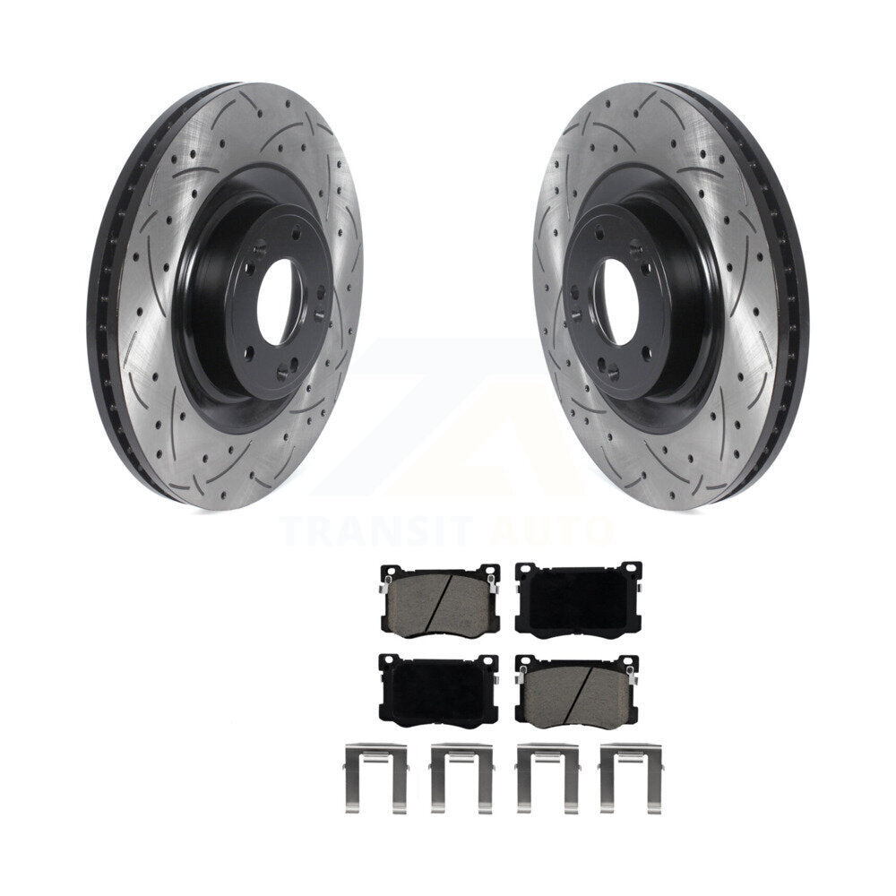 Drilled Slot Brake Rotors Ceramic Pad Front Kit For Hyundai Genesis G80 Kia K900