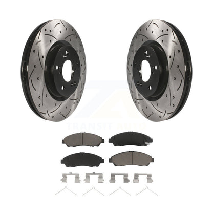 Drilled Slot Brake Rotor Ceramic Pad Front Kit For Honda Pilot Acura MDX RLX ZDX