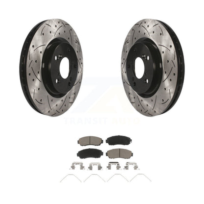 Drilled Slot Disc Brake Rotors Ceramic Pad Front Kit For 2011-2014 Honda Odyssey