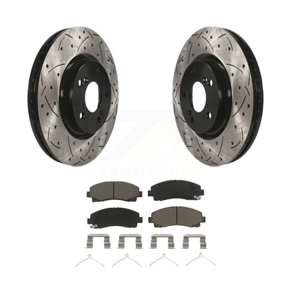 Coated Drill Slot Disc Brake Rotors Ceramic Pad Front Kit For 2009-2014 Acura TL