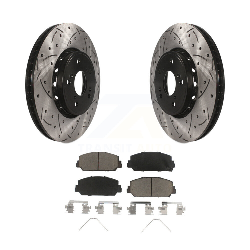 Coated Drilled Slotted Disc Brake Rotors Ceramic Pad Front Kit For Acura RDX ILX