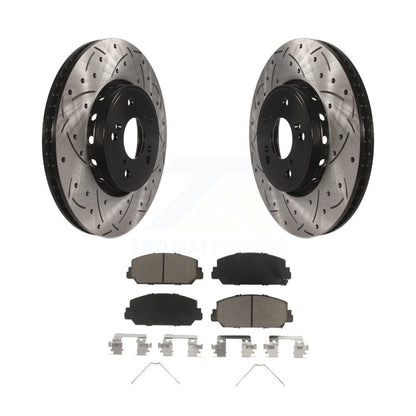 Coated Drilled Slotted Disc Brake Rotors Ceramic Pad Front Kit For Acura RDX ILX
