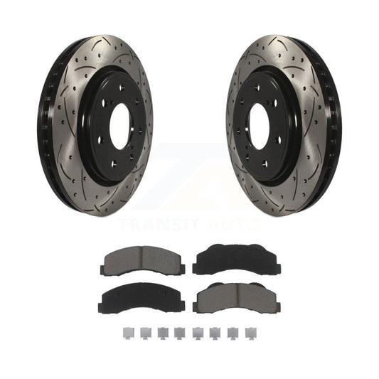 Drilled Slot Brake Rotors Ceramic Pad Front Kit For Ford F-150 With 7 Lug Wheels