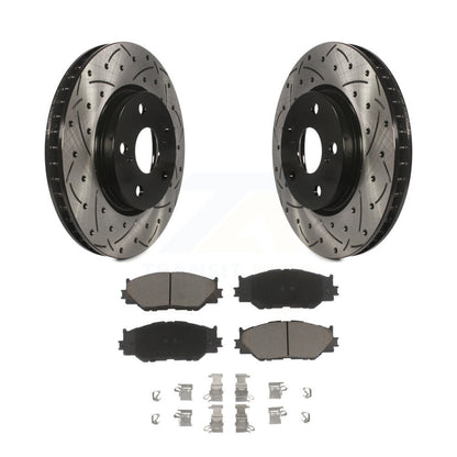 Coated Drilled Slotted Disc Brake Rotors & Ceramic Pad Front Kit For Lexus IS250