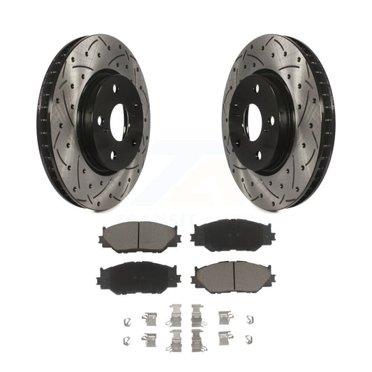 Coated Drilled Slotted Disc Brake Rotors & Ceramic Pad Front Kit For Lexus IS250