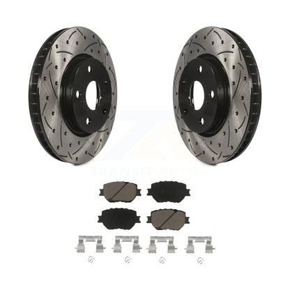 Coated Drilled Slotted Disc Brake Rotors & Ceramic Pad Front Kit For Lexus IS250