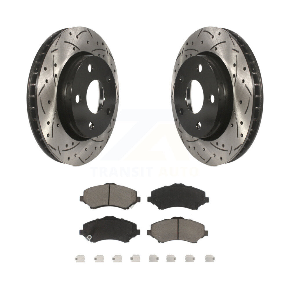 Coated Drilled Slotted Disc Brake Rotors Ceramic Pad Front Kit For Jeep Wrangler