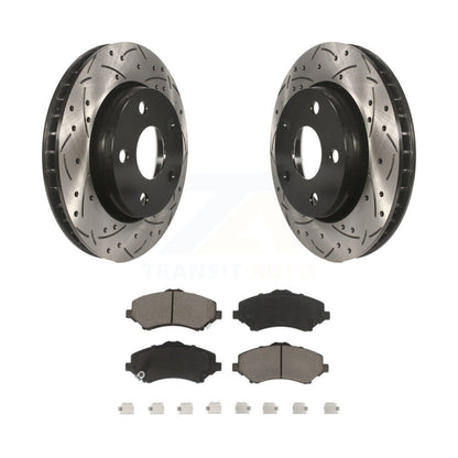 Coated Drilled Slotted Disc Brake Rotors Ceramic Pad Front Kit For Jeep Wrangler
