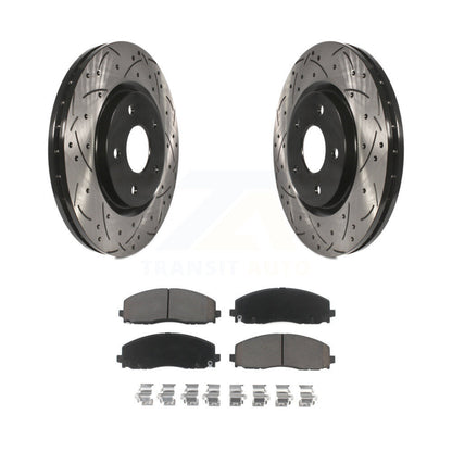 Drilled Slot Brake Rotor Ceramic Pad Front Kit For Dodge Grand Caravan Journey &