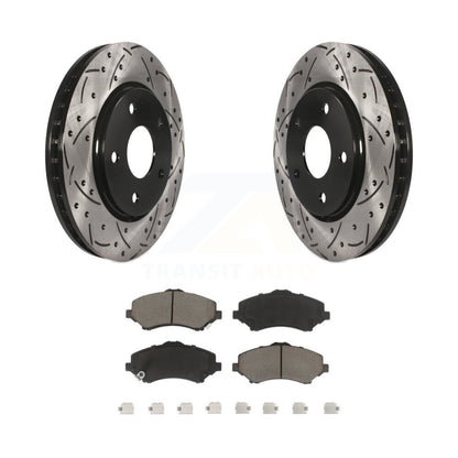 Drilled Slot Brake Rotor Ceramic Pad Front Kit For Dodge Grand Caravan Journey &