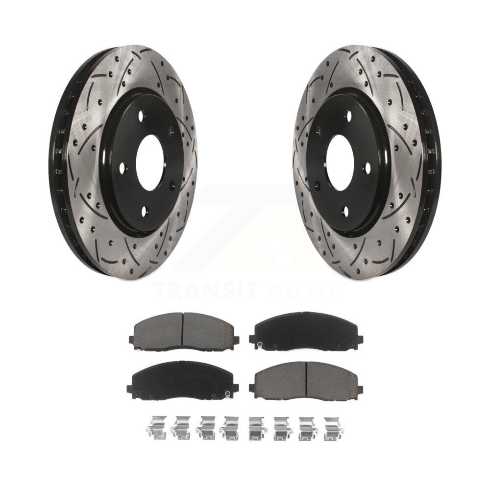 Coated Drill Slot Disc Brake Rotor Ceramic Pad Front Kit For Dodge Grand Caravan