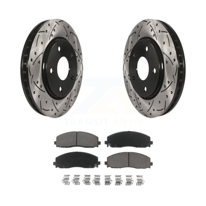 Coated Drill Slot Disc Brake Rotor Ceramic Pad Front Kit For Dodge Grand Caravan
