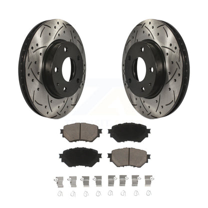 Drilled Slot Disc Brake Rotors Ceramic Pad Front Kit For 2014-2018 Mazda 3 Sport