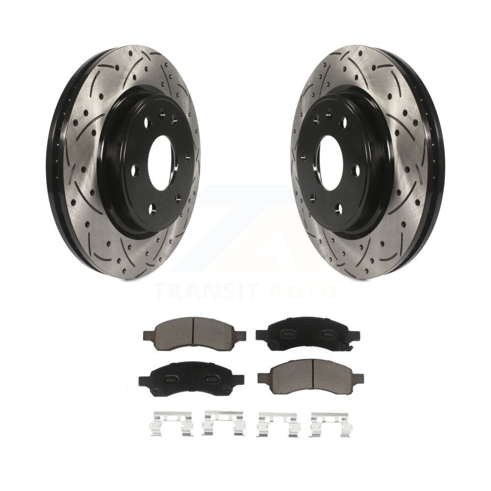 Drill Slot Brake Rotor Ceramic Pad Front Kit For GMC Acadia Buick Enclave Saturn