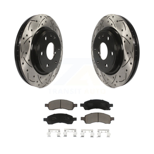 Drill Slot Brake Rotor Ceramic Pad Front Kit For GMC Acadia Buick Enclave Saturn