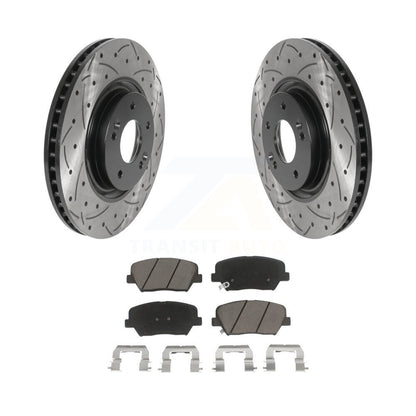 Drilled Slot Disc Brake Rotors Ceramic Pad Front Kit For 2012-2017 Hyundai Azera