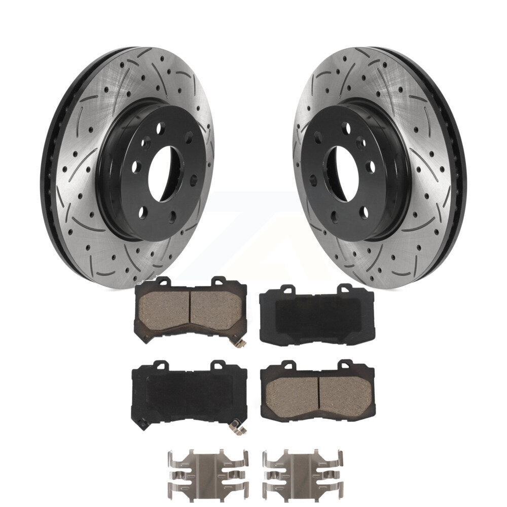 Drilled Slot Brake Rotor Ceramic Pad Front Kit For Chevrolet Colorado GMC Canyon