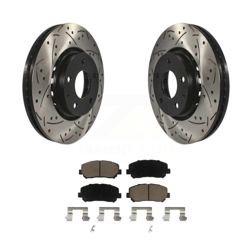 Coated Drilled Slotted Disc Brake Rotor And Ceramic Pad Front Kit For Mazda CX-5