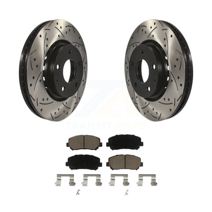 Coated Drilled Slotted Disc Brake Rotor And Ceramic Pad Front Kit For Mazda CX-5