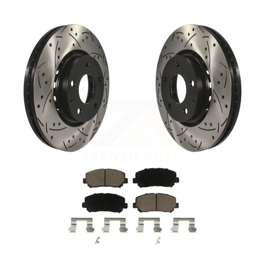 Coated Drilled Slotted Disc Brake Rotor And Ceramic Pad Front Kit For Mazda CX-5