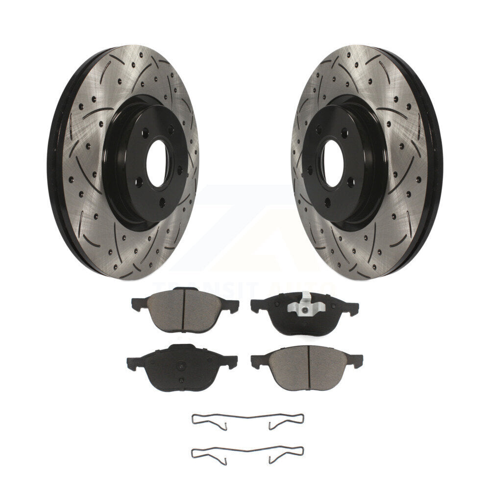 Coat Drill Slot Disc Brake Rotors Ceramic Pad Front Kit For Ford Transit Connect