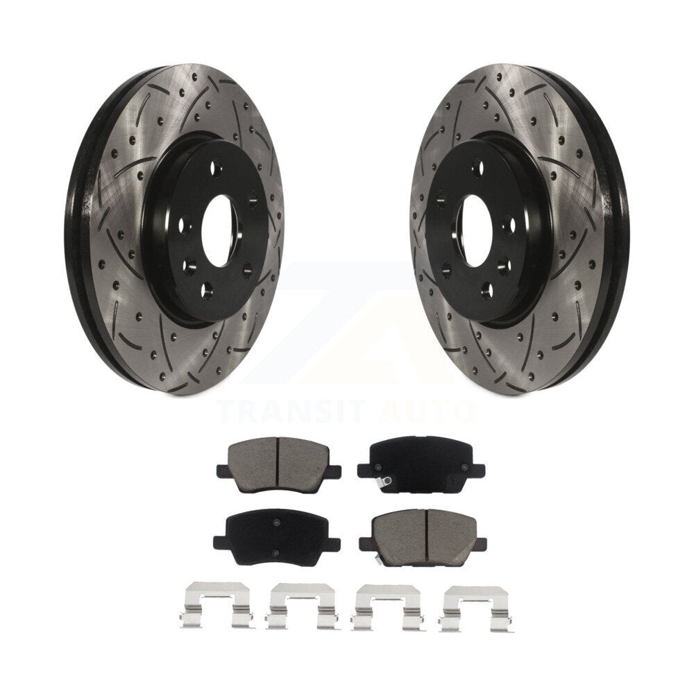 Drill Slot Disc Brake Rotors Ceramic Pad Front Kit For 2018-2020 Chevrolet Sonic