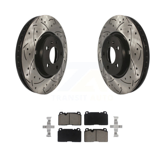 Coated Drilled Slotted Disc Brake Rotors And Ceramic Pads Front Kit For Audi Q5