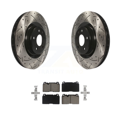 Coated Drilled Slotted Disc Brake Rotors And Ceramic Pads Front Kit For Audi Q5
