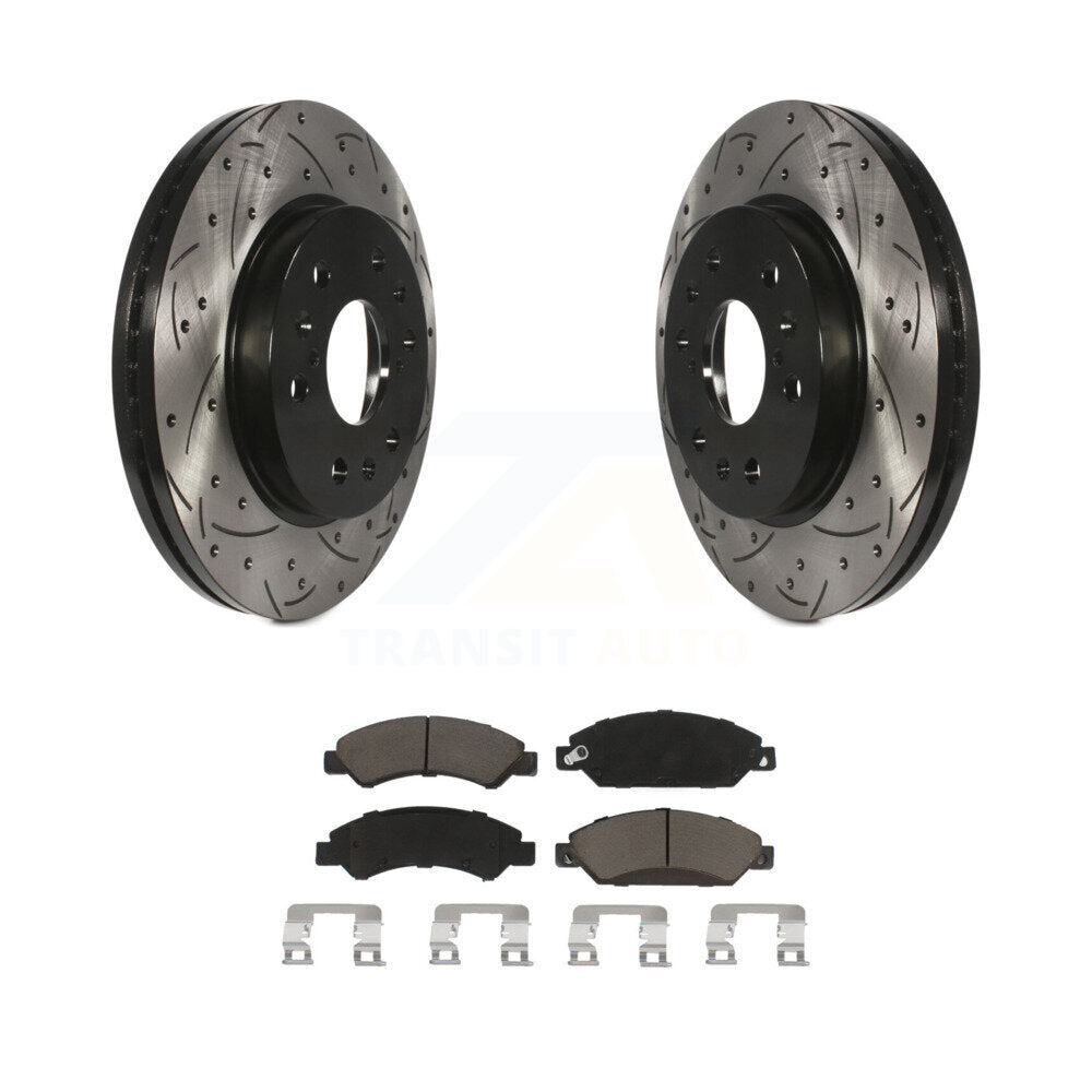 Drill Slot Brake Rotor Ceramic Pad Front Kit For Chevrolet Avalanche Cadillac XL