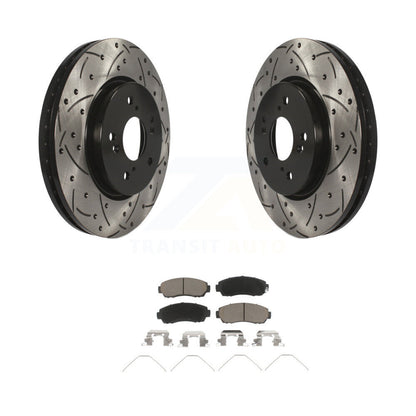 Drilled Slot Brake Rotor & Ceramic Pad Front Kit For Honda CR-V Crosstour Accord
