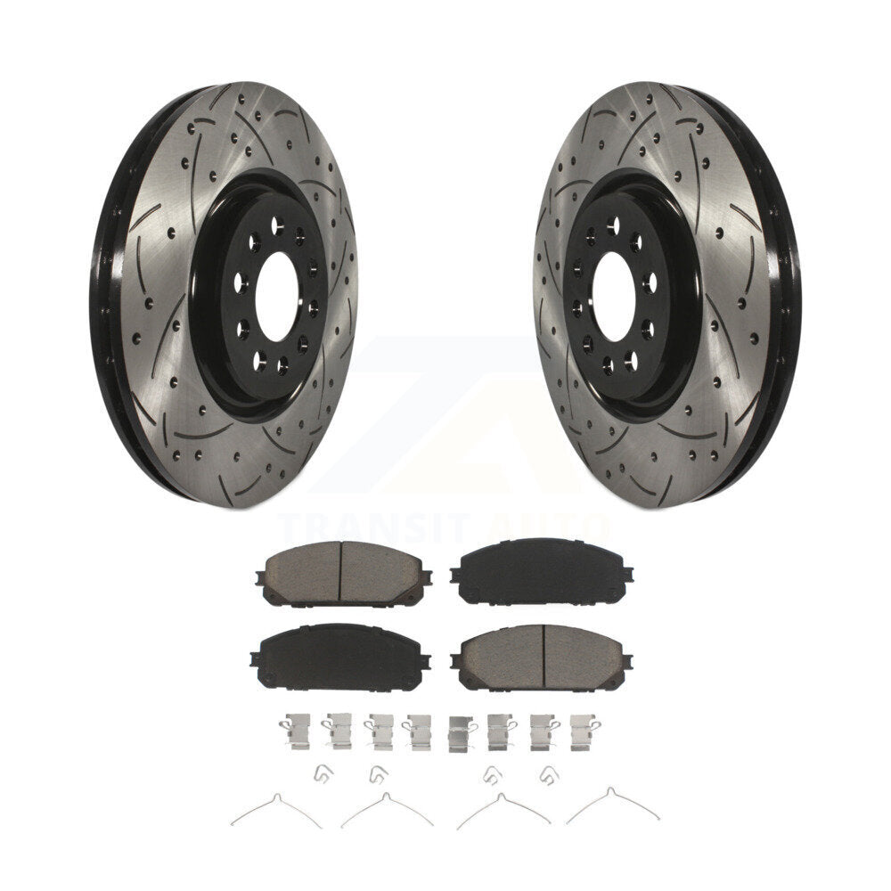 Coated Drilled Slotted Disc Brake Rotors Ceramic Pad Front Kit For Jeep Cherokee