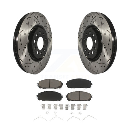 Coated Drilled Slotted Disc Brake Rotors Ceramic Pad Front Kit For Jeep Cherokee