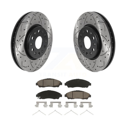 Drilled Slot Brake Rotor Ceramic Pad Front Kit For Chevrolet Traverse GMC Acadia