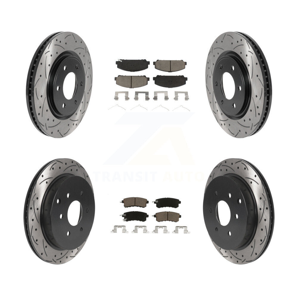 Drill Slot Brake Rotors Ceramic Pad Front Rear Kit For INFINITI QX80 Nissan QX56