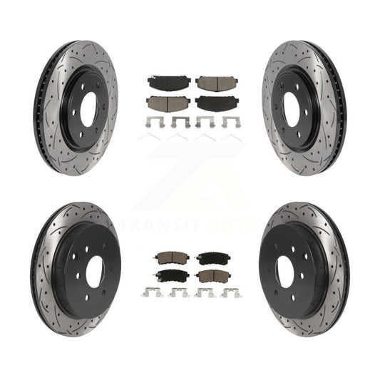Drill Slot Brake Rotors Ceramic Pad Front Rear Kit For INFINITI QX80 Nissan QX56
