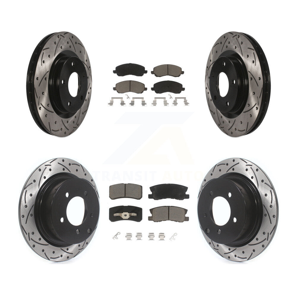 Drilled Slot Brake Rotors Ceramic Pad Front Rear Kit For Jeep Mitsubishi Patriot