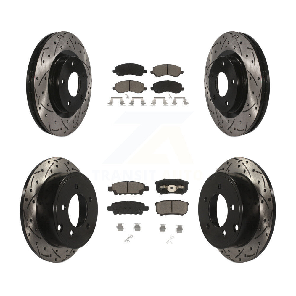 Drill Slot Brake Rotor Ceramic Pad Front Rear Kit For Jeep Patriot Compass Dodge