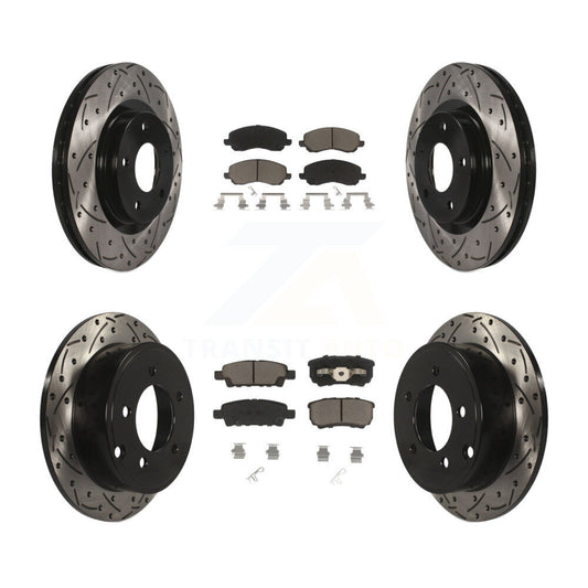 Drill Slot Brake Rotor Ceramic Pad Front Rear Kit For Jeep Patriot Compass Dodge