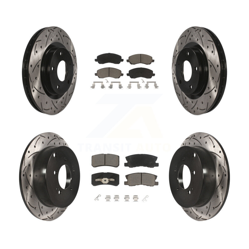 Drill Slot Disc Brake Rotors Ceramic Pad Front Rear Kit For Mitsubishi Outlander