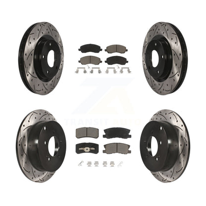 Drill Slot Disc Brake Rotors Ceramic Pad Front Rear Kit For Mitsubishi Outlander