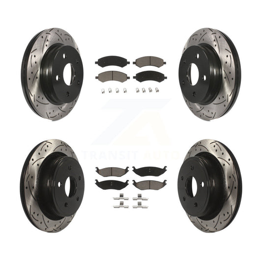 Drilled Slot Brake Rotor & Ceramic Pad Front Rear Kit For Ram 1500 Classic Dodge