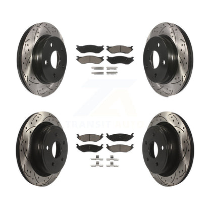 Drilled Slot Brake Rotor & Ceramic Pad Front Rear Kit For Dodge Ram 1500 Durango