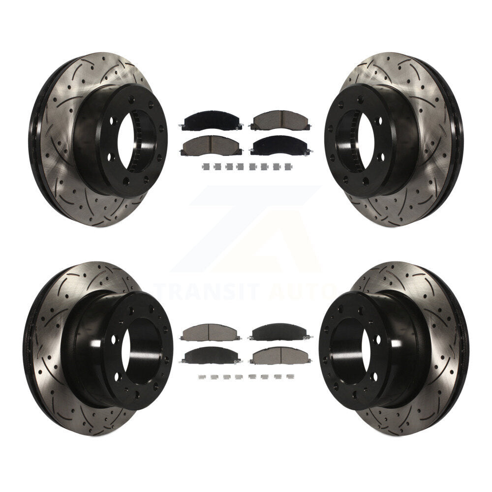 Drilled Slot Brake Rotor Ceramic Pad Front Rear Kit For Ram 3500 2500 1500 Dodge