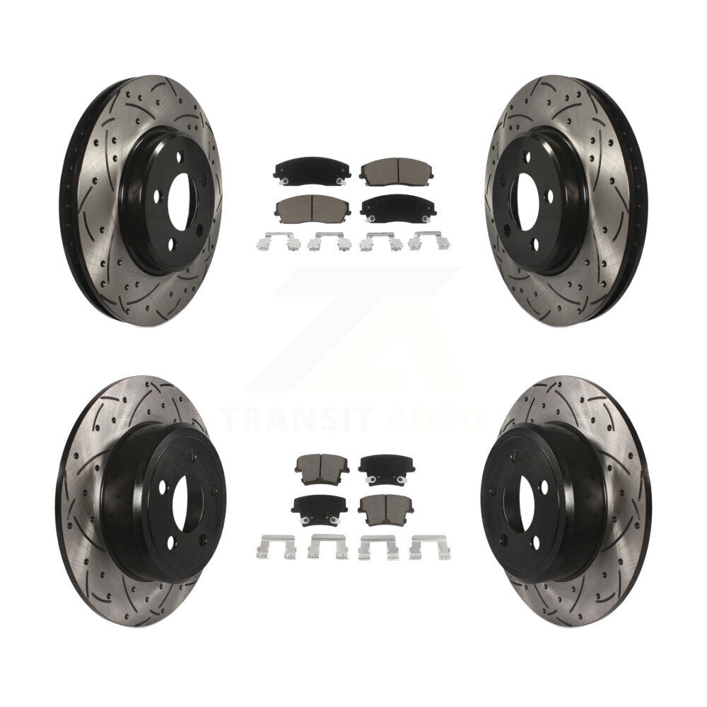 Drill Slot Brake Rotor Ceramic Pad Front Rear Kit For Dodge Charger Chrysler 300