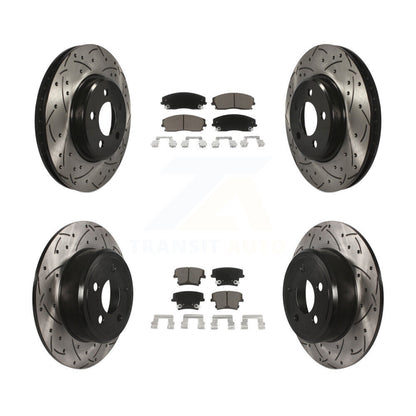 Drill Slot Brake Rotor Ceramic Pad Front Rear Kit For Dodge Charger Chrysler 300
